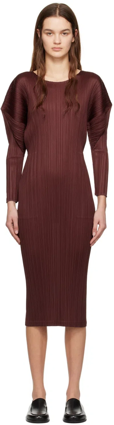 Issey Miyake Burgundy Monthly Colors February Maxi Dress In 86 Chocolate