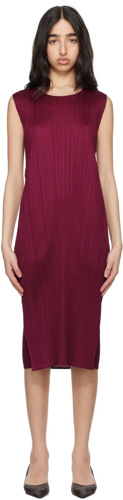 Issey Miyake Burgundy Monthly Colors March Midi Dress In 84 Bordeaux