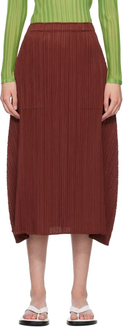 Issey Miyake Burgundy Monthly Colors October Maxi Skirt In Brown