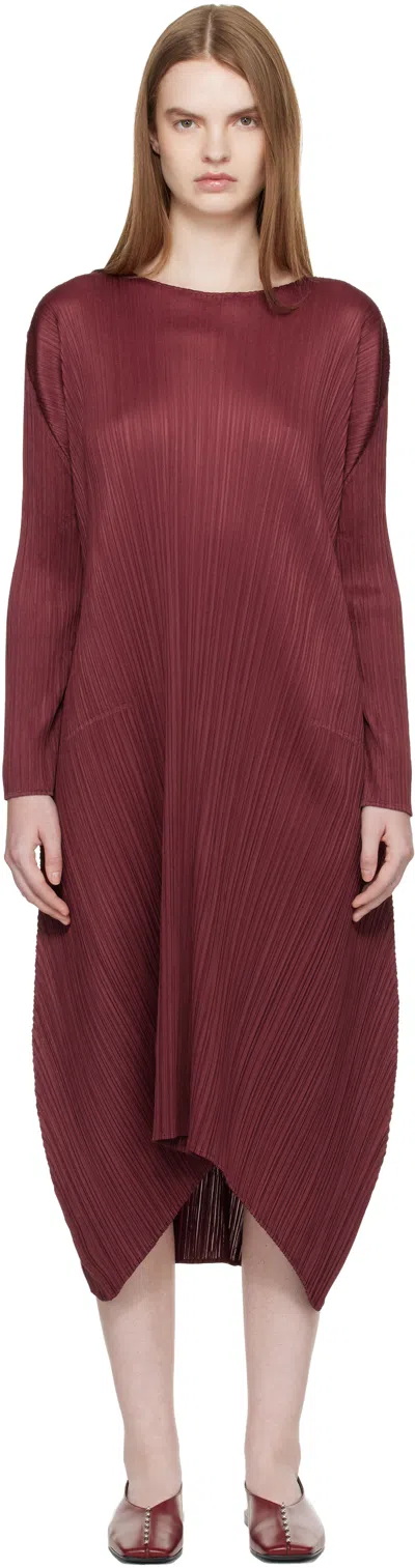 Issey Miyake Burgundy Monthly Colors October Midi Dress In Red