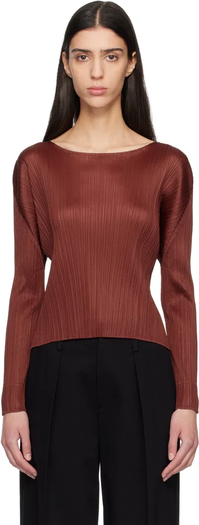 Issey Miyake Burgundy Monthly Colors October Top In Brown