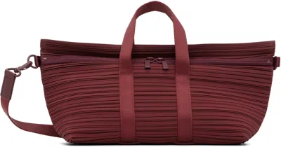 Issey Miyake Burgundy Pleats Boston Bag