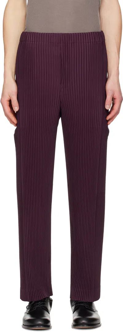 Issey Miyake Burgundy Quarry Trousers In Brown