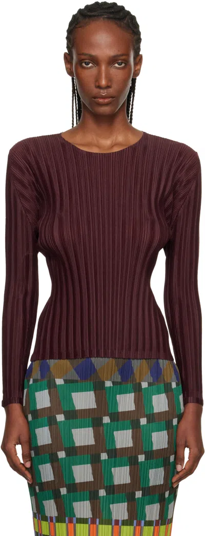 Issey Miyake Rib Pleats January Pleated Cover-up In Burgundy
