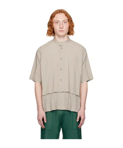 Issey Miyake Button Collar Shirt In Nude