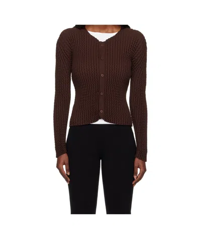 Issey Miyake Button-down Long-sleeved Knitwear In Brown