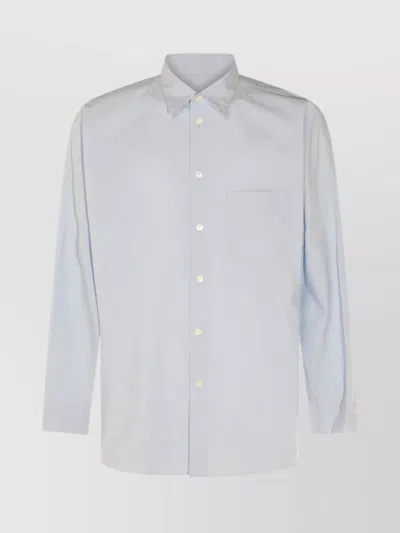 Issey Miyake Button-down Shirt With Back Yoke And Cuffs In Blue
