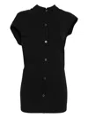 Issey Miyake Button-fastening Short-sleeve Top In Black