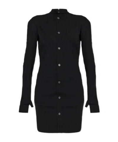 Issey Miyake Button-front Pocket Mini Dress In Black