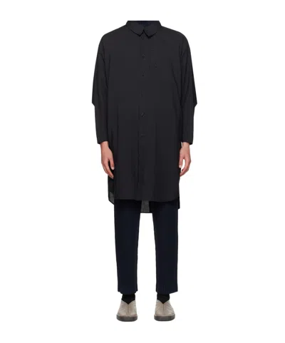 Issey Miyake Button Long-sleeved Shirt In Black