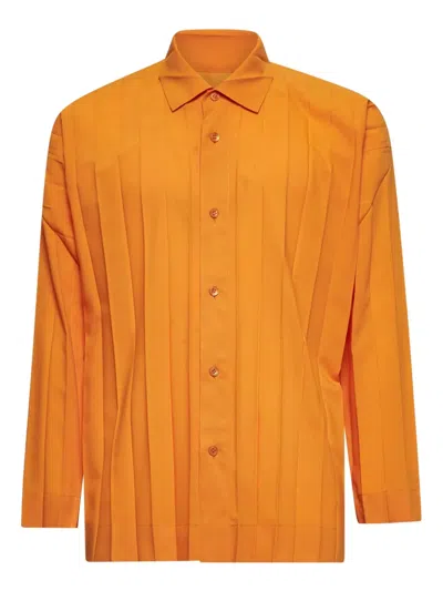 Issey Miyake Button-placket Shirt In Orange