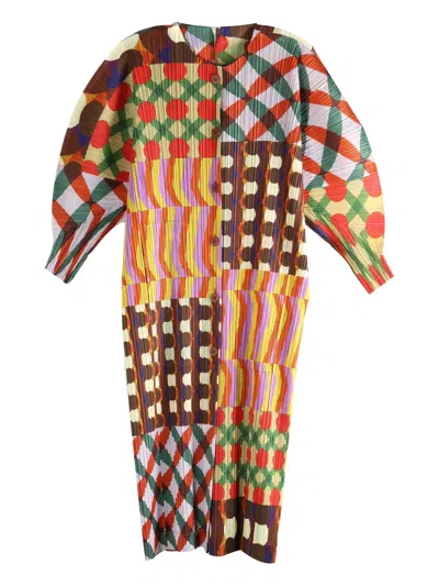 Issey Miyake Button-up Printed Coat In Yellow