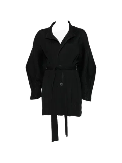 Issey Miyake Buttoned Coat In Black
