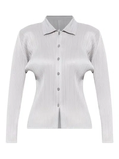 Issey Miyake Buttoned Plissé Shirt In Silver