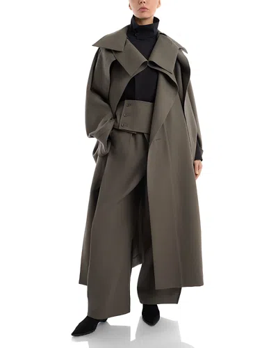 Issey Miyake Calligraph Wool Long Coat In Gray