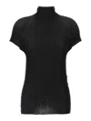 Issey Miyake Wooly Pleats Mock-neck Top In Black