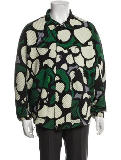 Pre-owned Issey Miyake Camouflage Print Jacket In Green