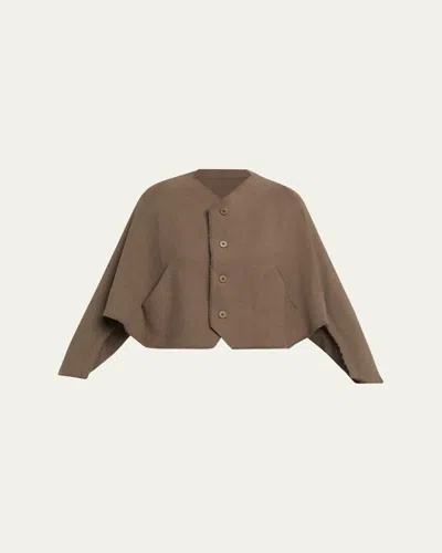 Issey Miyake Campagne Boxy Slit-edge Sweater In Brown
