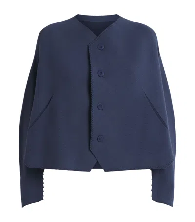 Issey Miyake Campagne Cardigan In Blue