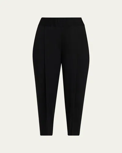 Issey Miyake Campagne Tapered Stretch Cotton Trousers In Black