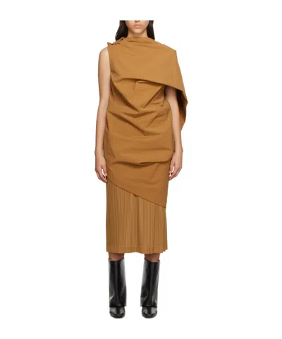 Issey Miyake Canopy Mini Dress In Brown