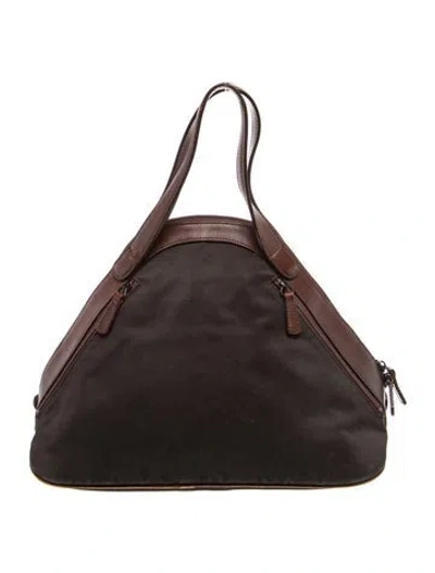 Pre-owned Issey Miyake Canvas Top Handle Bag In Brown