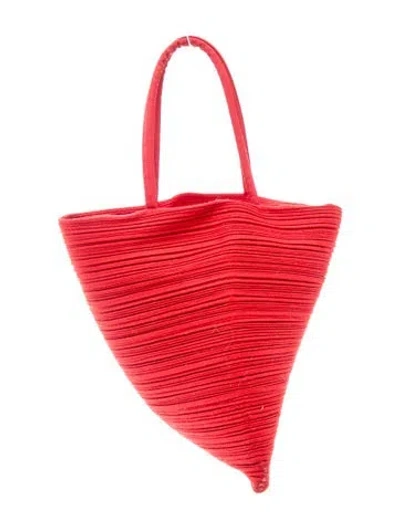 Pre-owned Issey Miyake Canvas Top Handle Bag In Red