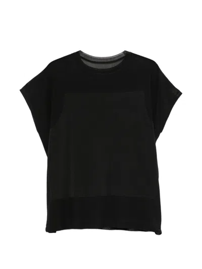 Issey Miyake Cap-sleeves T-shirt In Black