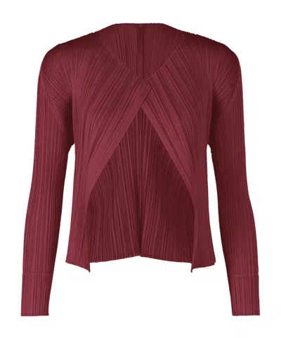 Issey Miyake Cardigan In Bordeaux Red