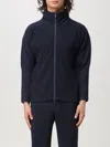 Issey Miyake Ns Navy High-neck Two-slip-pockets Slim-fit Knitted Jacket In Blau