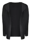 Issey Miyake Pleated Wooly Black Cardigan In Black
