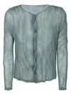 Issey Miyake Green Chiffon Twist Cardigan