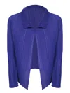 Issey Miyake Wooly Pleats Blue Cardigan In Blue