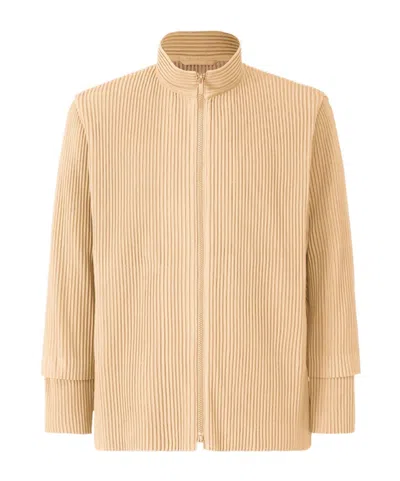 Issey Miyake Cargo Plissé-effect Jacket In Nude