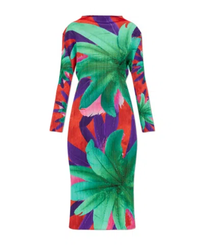 Issey Miyake Carnival Floral-print Pleated Midi Dress In Multi