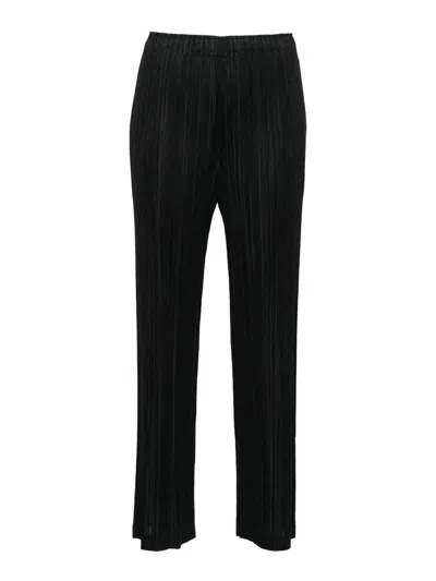 Issey Miyake Plissierte Straight-leg-hose In Black