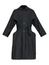 Issey Miyake Cavity Belted Buttoned Coat In Black