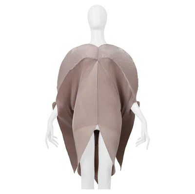 Pre-owned Issey Miyake Champagne Pleated Organic Sculptural Dress 2001 In Gray