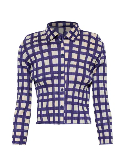 Issey Miyake Check-print Shirt In Purple