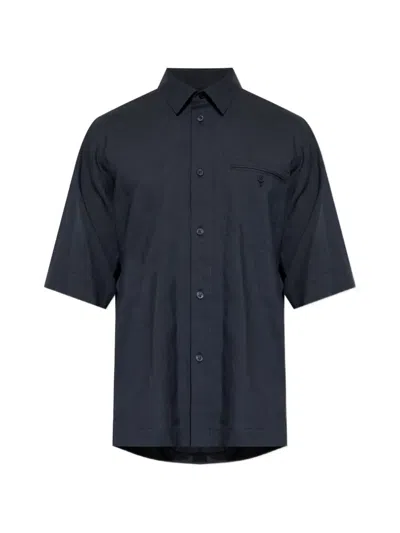 Issey Miyake Chest-pocket Short-sleeve Shirt In Blue