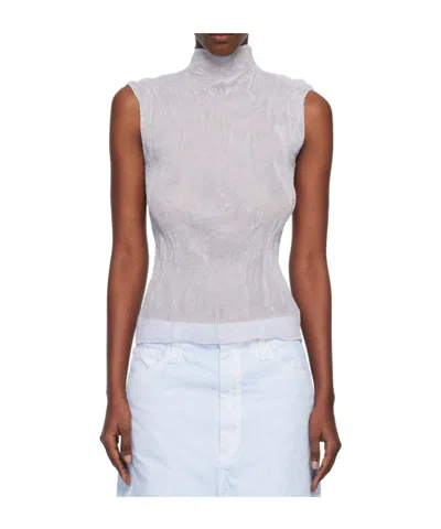 Issey Miyake Chiffon Knotted Top In Purple