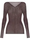 Issey Miyake Brown January Chiffon Twist 1 Top In Brown