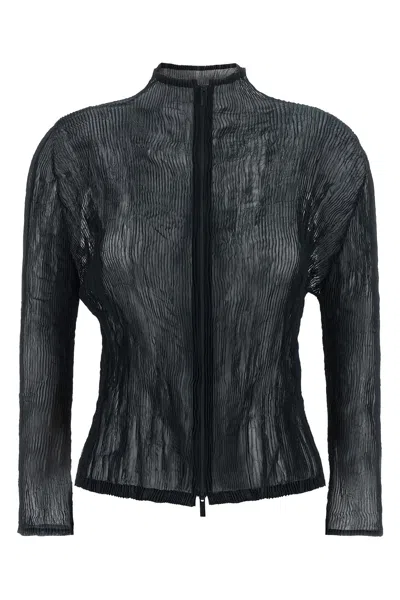 Issey Miyake 'chiffon Twist 1' Cardigan In Black