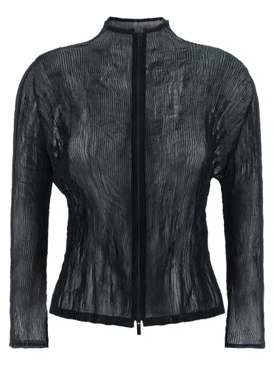 Issey Miyake Chiffon Twist 1 Cardigan In Black