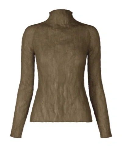 Issey Miyake Chiffon Twist 1 Shirt In Brown
