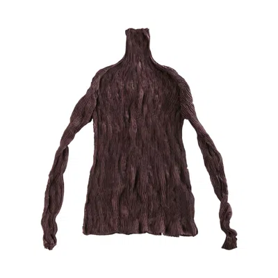 Pre-owned Issey Miyake Chiffon Twist 1 Top 'nasu Brown' | Women's Size 2
