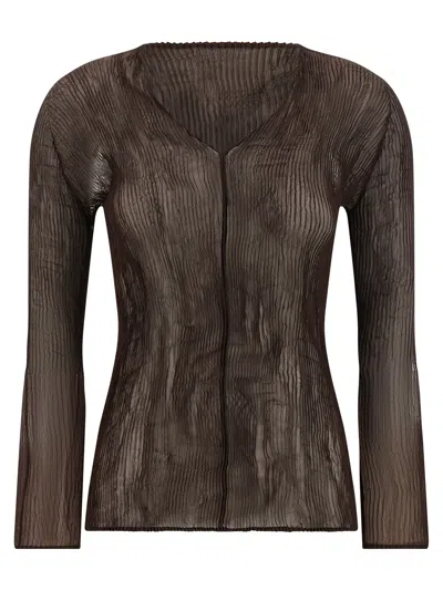 Issey Miyake Chiffon Twist 1 Top In Brown