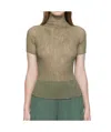 Issey Miyake Chiffon Twist 3 Chiffon Turtleneck In Green