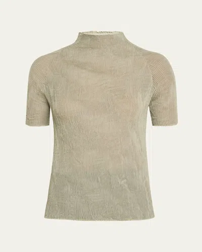 Issey Miyake Khaki Chiffon Twist 3 Top In 60 Kudzu Khaki