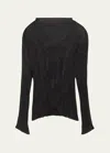 Issey Miyake Chiffon Twist Bk Wt 46 High-neck Top In Black